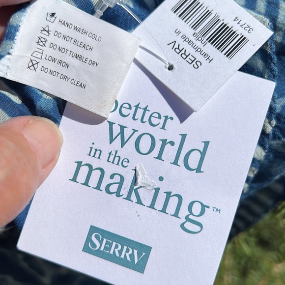 Serrv scarf/cloth indigo with tassels - Picture 10 of 11